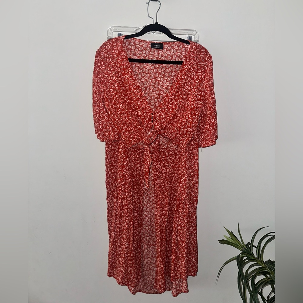 VICI 2 Piece Tie Crop Top /Maxi Button Down Skirt XL